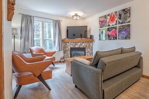 Smart-TV, Kamin, Bücher