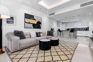 Living area -  Maison Privee - Exquisite Duplex with Private Patio & Loft Living (Dubai)