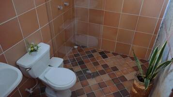 Serviettes fournies, savon, shampoing, papier toilette