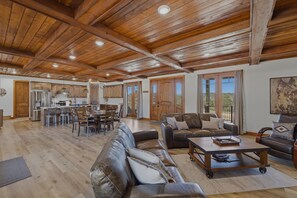 Smart TV, chimenea, libros