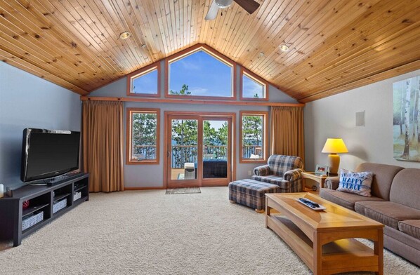 Smart TV, fireplace, video games, stereo