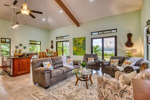 Smart TV, DVD player, ping pong, books