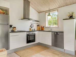 Fridge, oven, dishwasher, high chair