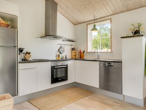 Fridge, oven, dishwasher, high chair