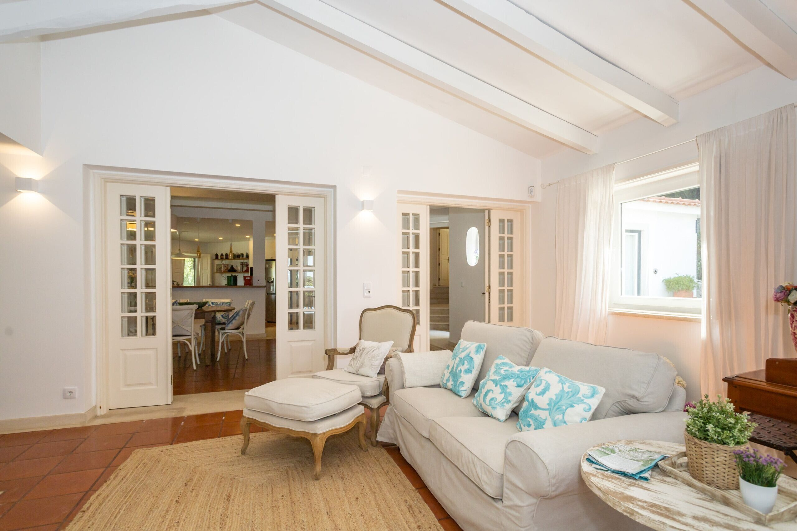 TV, fireplace, books