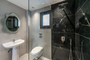 Chuveiro, chuveiro com efeito de chuva, secador de cabelo 