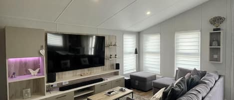 Cabaña | Área de sala de estar | Televisión