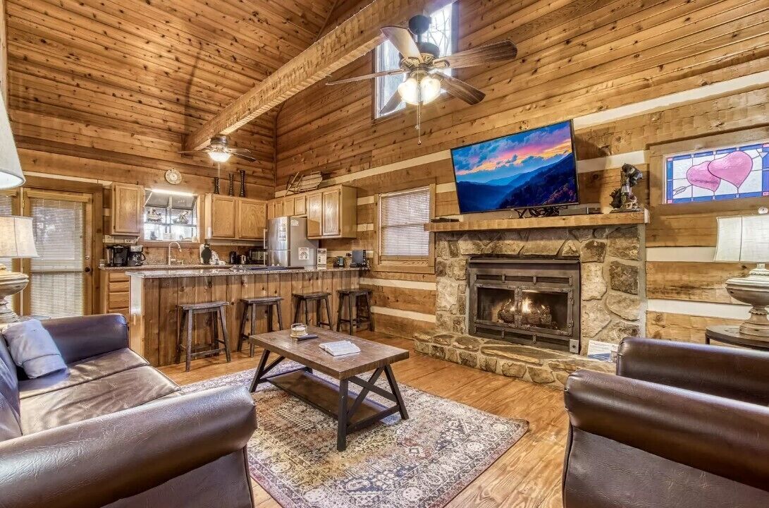 Smart TV, fireplace, foosball