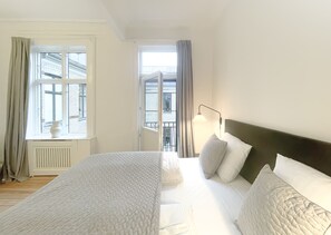 4 bedrooms, down comforters, individually decorated