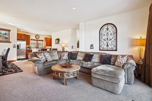 TV, fireplace, table football