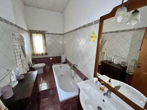 Secadora de cabello, toallas, jabón, papel de baño 