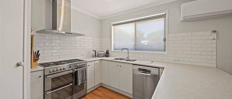 Fridge, microwave, oven, toaster