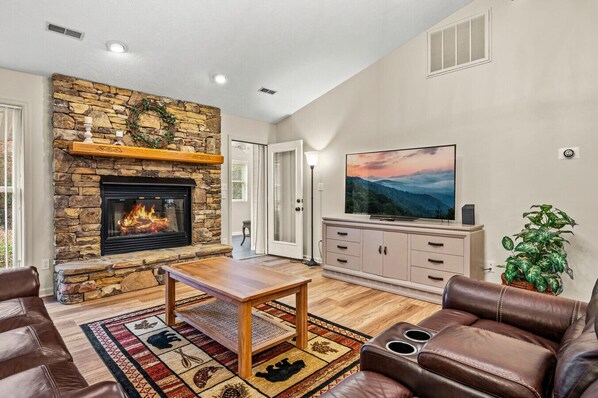 Smart TV, fireplace, video games, table football