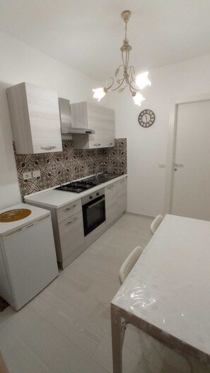 Fridge, oven, stovetop, cookware/dishes/utensils