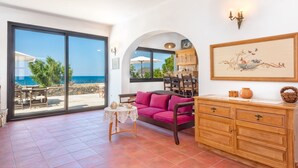 Living area - Platanias Beachfront Villa Elsa-90m to main Square (GW95+FMM Platanias, Greece)