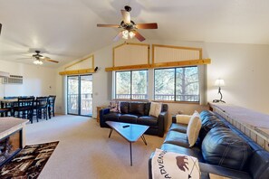 TV, table football, ping pong, books - Serene, two-story cabin with a game room, washer/dryer, & furnished deck (Lakeside)