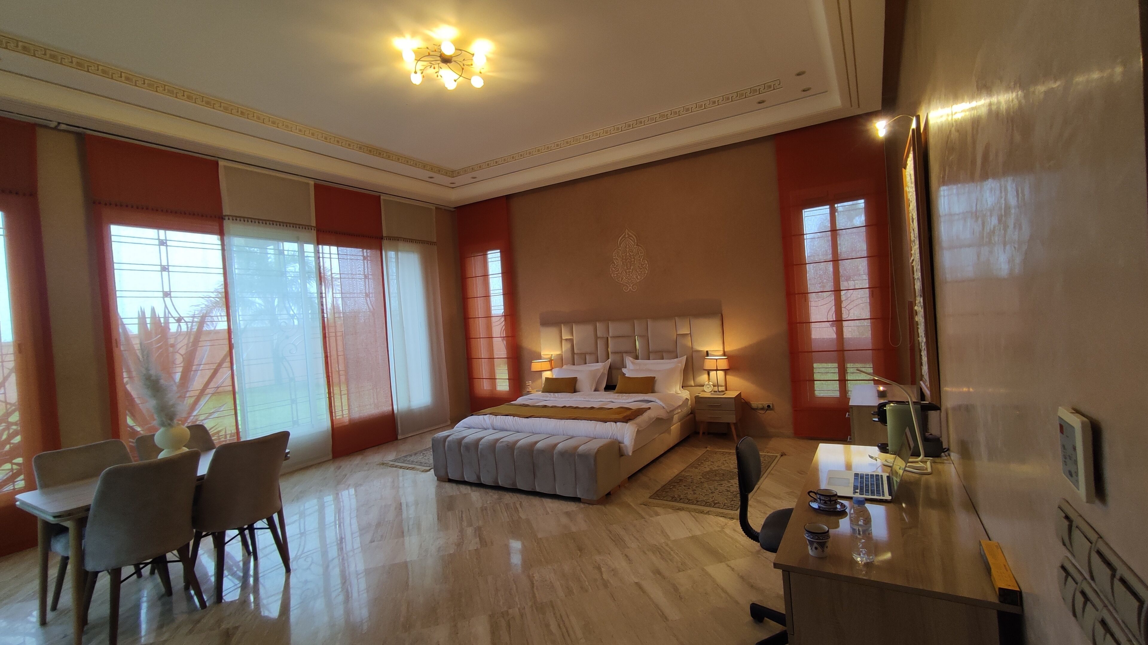 Desk, free WiFi, bed sheets