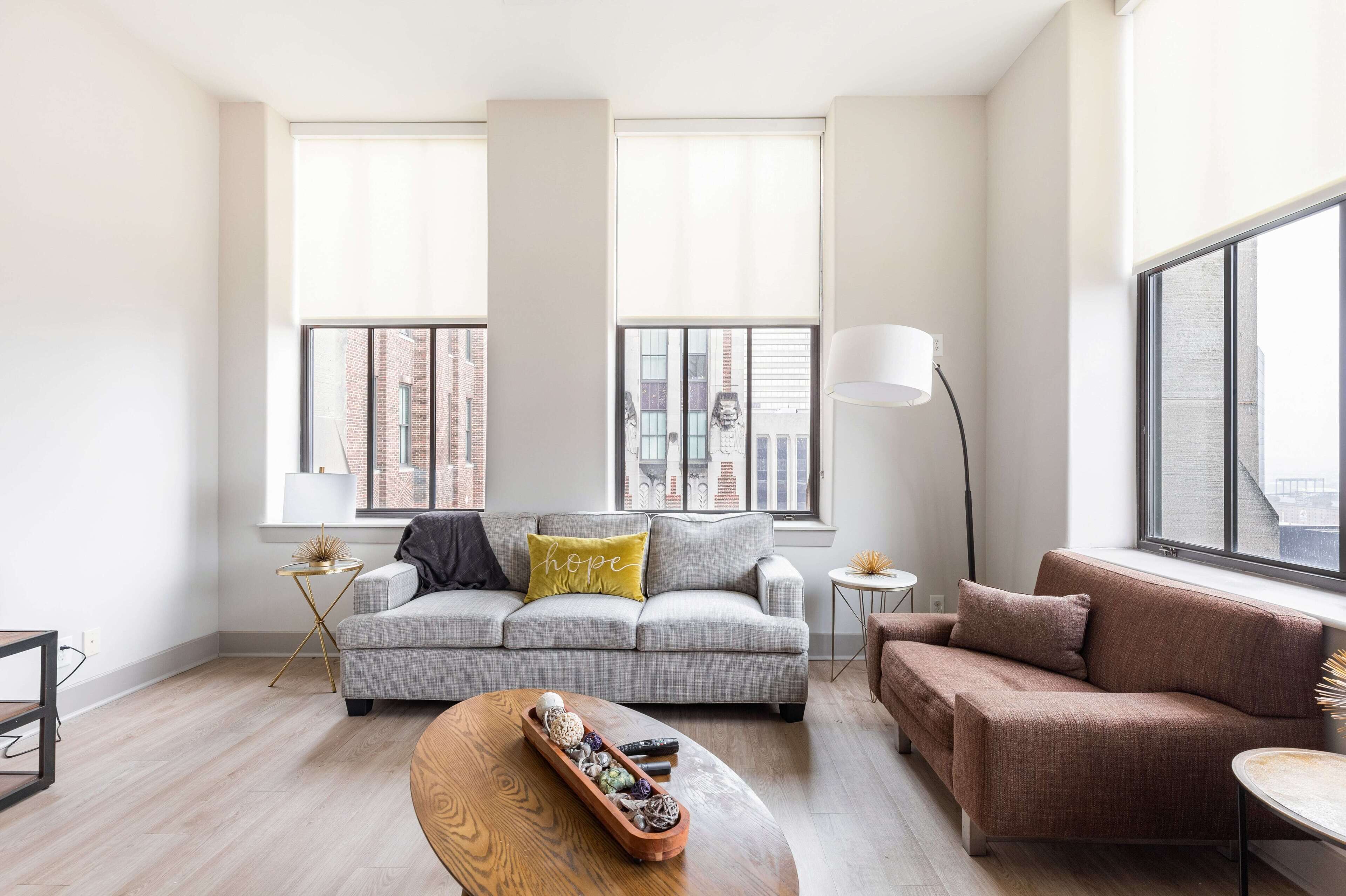 City Apartment | Living area | 70-inch TV with digital channels