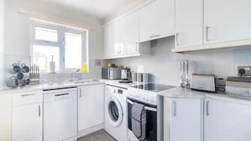 Fridge, microwave, oven, toaster