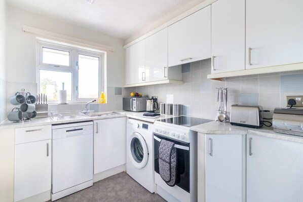 Fridge, microwave, oven, toaster