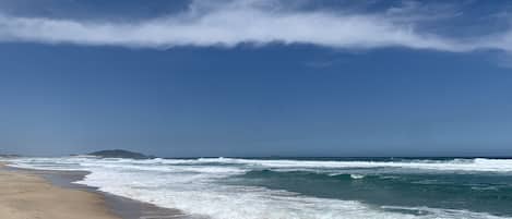 On the beach, white sand