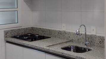 Apartment | Private kitchen | Fridge, microwave, cookware/dishes/utensils, dining tables