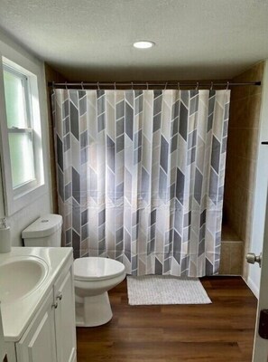 Hair dryer, soap, toilet paper