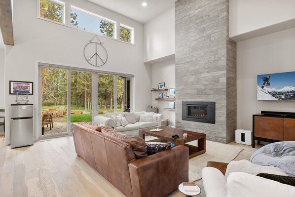 Smart TV, fireplace, video games, books