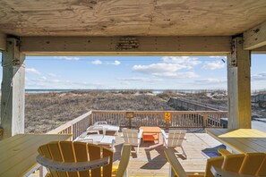 Outdoor dining - Lovelady -- Pet Friendly Oceanfront with Hot Tub (Kill Devil Hills)