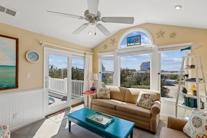 TV, fireplace, DVD player, table football - Surf N Sound -- Pet Friendly 4BR with Ocean and Sound Views in Duck (Duck)
