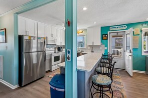 Fridge, microwave, oven, stovetop - Surf N Sound -- Pet Friendly 4BR with Ocean and Sound Views in Duck (Duck)