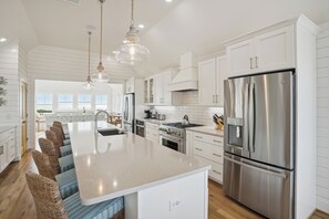 Fridge, microwave, oven, stovetop - Austin -- New Construction Oceanfront 11BR with Elevator, Fire Pit, Pool, Fitness Room and More! (Corolla)