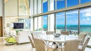 Luxury Loft, 3 Bedrooms, Ocean View | Living area | 47-inch flat-screen TV with digital channels - Garza Blanca Resort & Spa Cancun (Punta Sam)