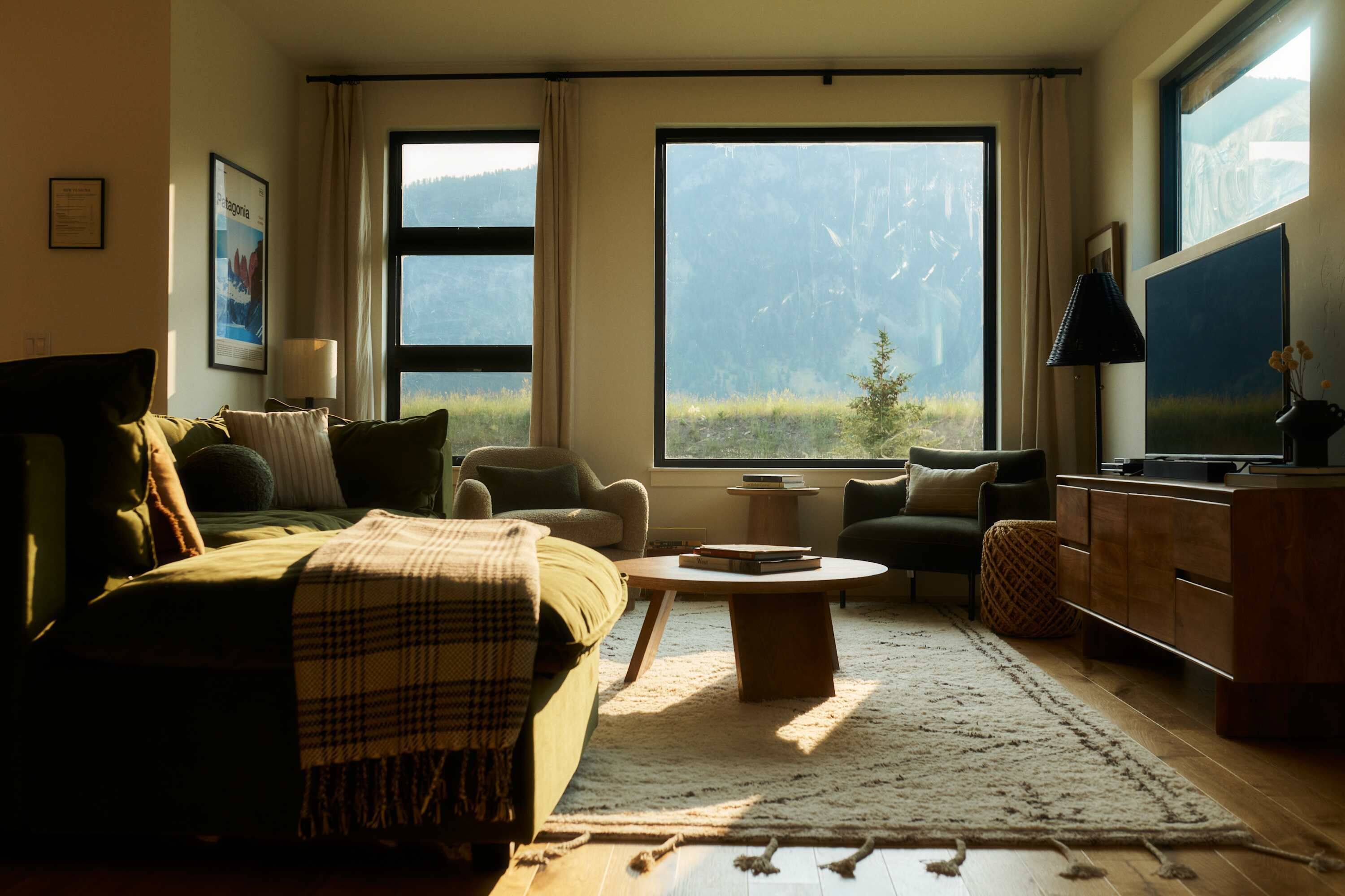 TV, DVD player, books, stereo