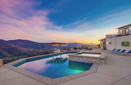 Pool. Luxury Resort Home with Pool, Pickleball Court & Golf Simulator