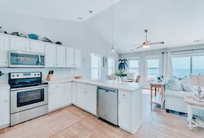 Fridge, microwave, oven, stovetop - Welcome to “Sol Purpose”  renovated oceanfront paradise 4/bd and 3/bath (Surf City)