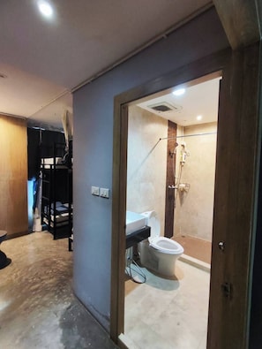 Dusche, Hydromassagedusche, Haartrockner, Toilettenpapier