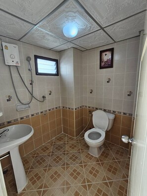 Standardzimmer | Badezimmer | Dusche, Handtücher