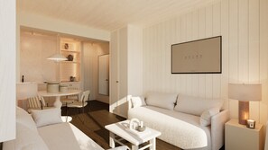 Apartamento Premium | Zona de estar | Televisión de 32 pulgadas con canales por satélite