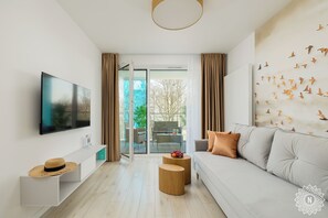 Deluxe-Apartment | 1 Schlafzimmer, Allergikerbettwaren, Verdunkelungsvorhänge