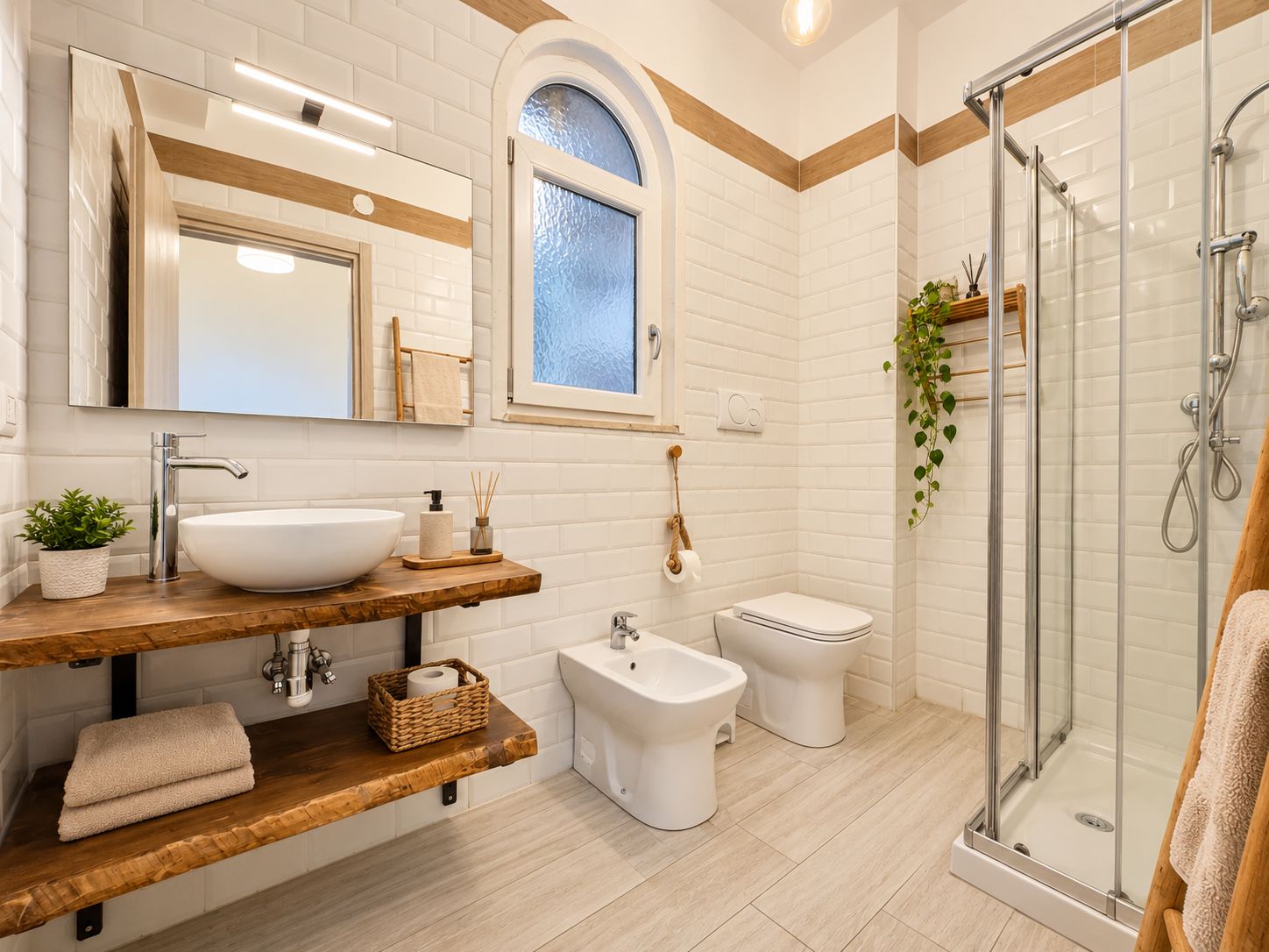 Baignoire à jets, sèche-cheveux, bidet, serviettes fournies