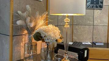 Welcome to the reception area, where guests can check in and enjoy the warm atmosphere.