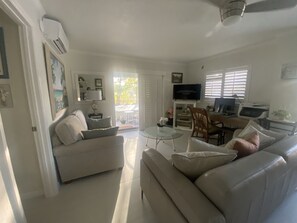 Smart-TV, DVD-spiller, bøker og filmbibliotek