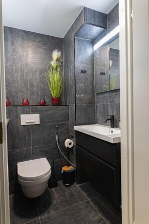 Hårføner, håndklær, såpe og toalettpapir