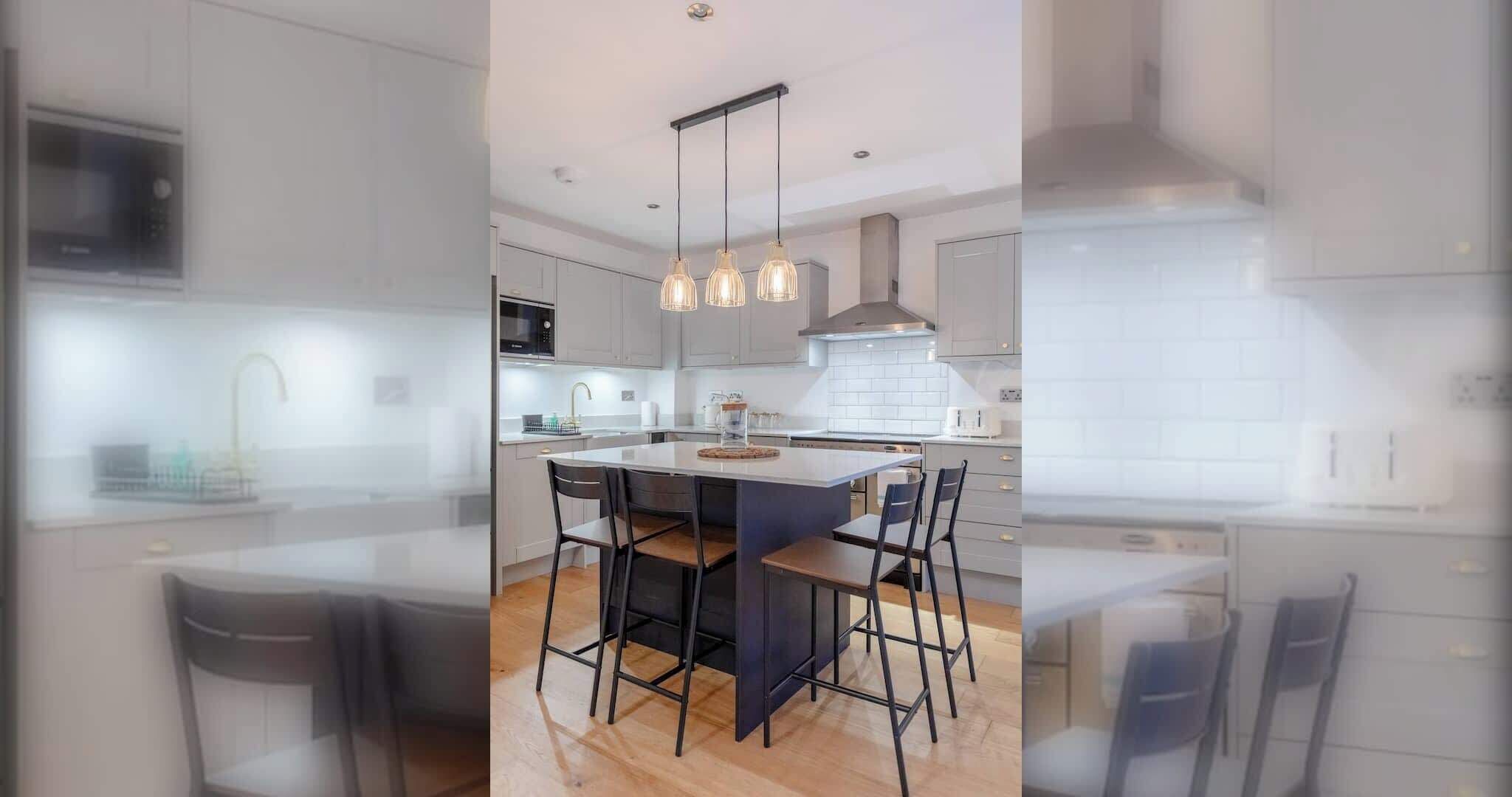Fridge, microwave, oven, dishwasher