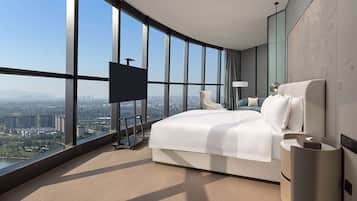 Habitación ejecutiva, 1 cama de matrimonio grande, no fumadores, vistas al lago | 1 dormitorio, minibar, caja fuerte y cortinas opacas