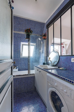 Shower, hair dryer