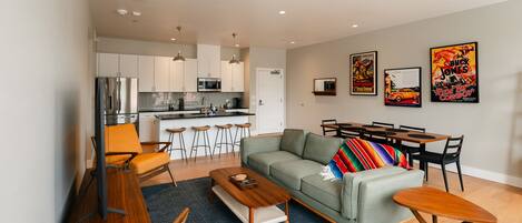 Skylark 2 Br Luxury Loft | Living area | 65-inch Smart TV with digital channels