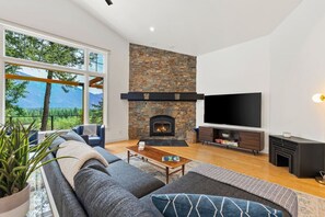 TV, fireplace