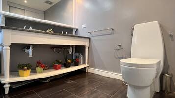 Ducha, artículos de tocador ecológicos, secador de pelo, toallas